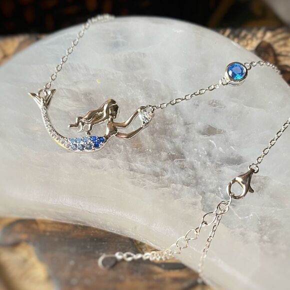 Mermaid CZ Sterling Silver Necklace - Picture 2 of 5